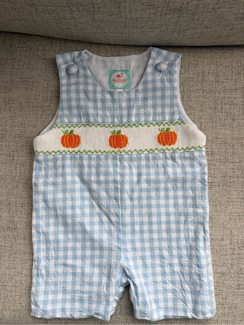 Blue Gingham Pumpkin Smock by The Smocked Flamingo